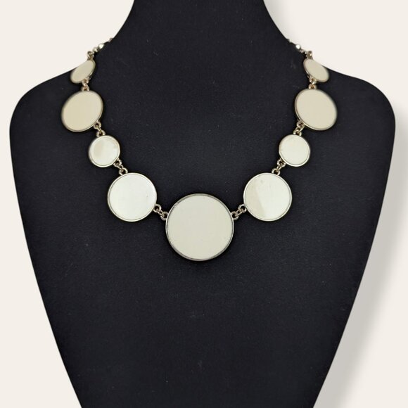 (2/$20) White Enamel Circle Statement Necklace - Picture 1 of 6